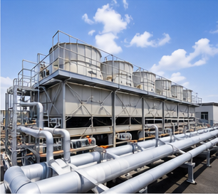 Industrial cooling towers, pipes, and heat rejection equipment