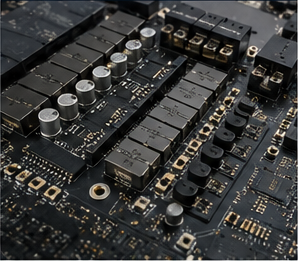Server board with voltage regulators and capacitors